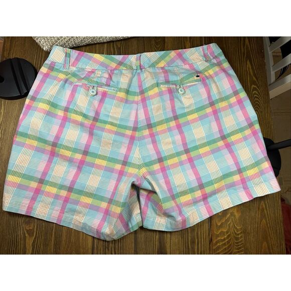 ~Size 18W~ Crown & Ivy Shorts Plaid in Pastels Summer Cotton Mid-rise Chino’s - Picture 2 of 7